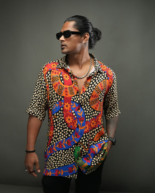 Vibrant Night Printed Unisex Shirt - Pure Ecovero (viscose) Short Sleeve Shirt