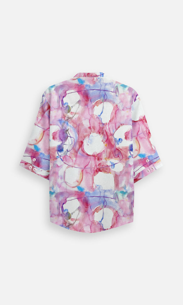 Artsy Pink (Pure Linen Kurta Style Shirt) - AddysForMen®️