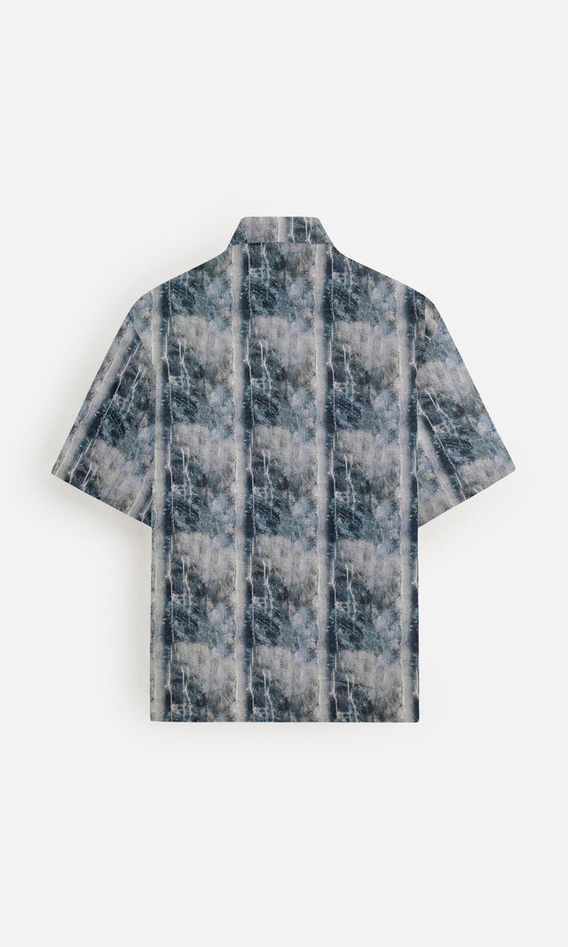 Faded Faces Pure Satin Linen Short Sleeve Shirt