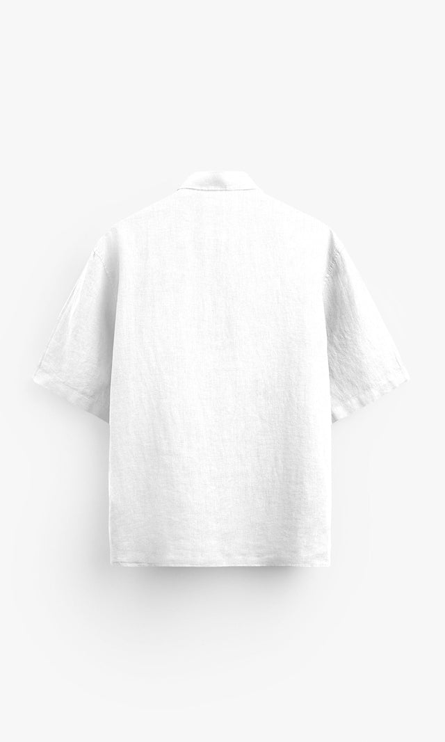Classic White Plain Pure Linen Polo Shirt - AddysForMen®