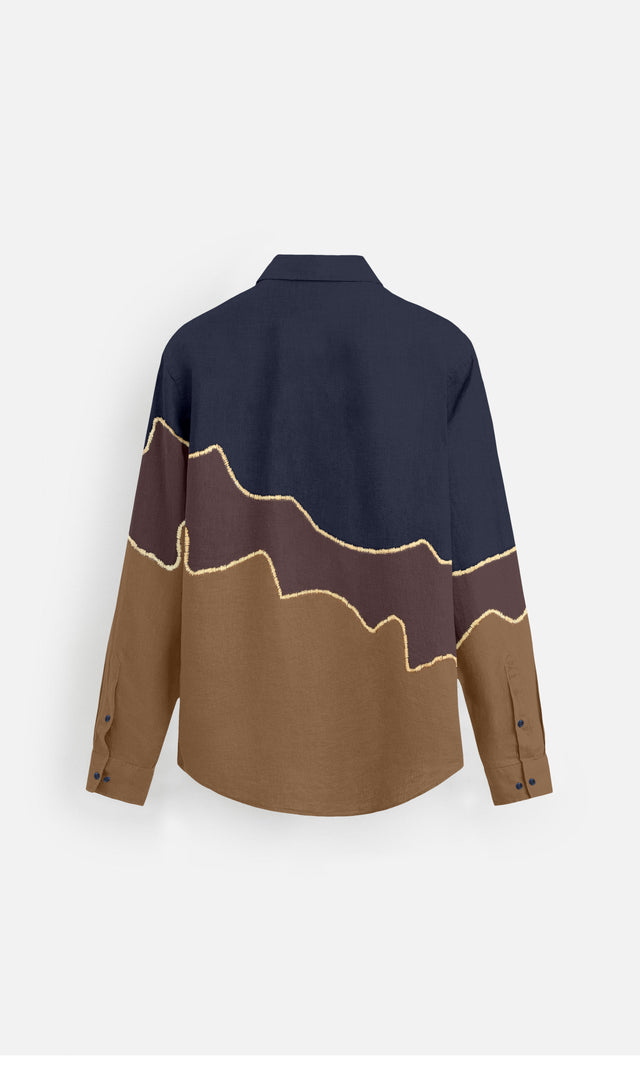 Rustic Trails Printed Party Wear Pure Linen Designer Shirt