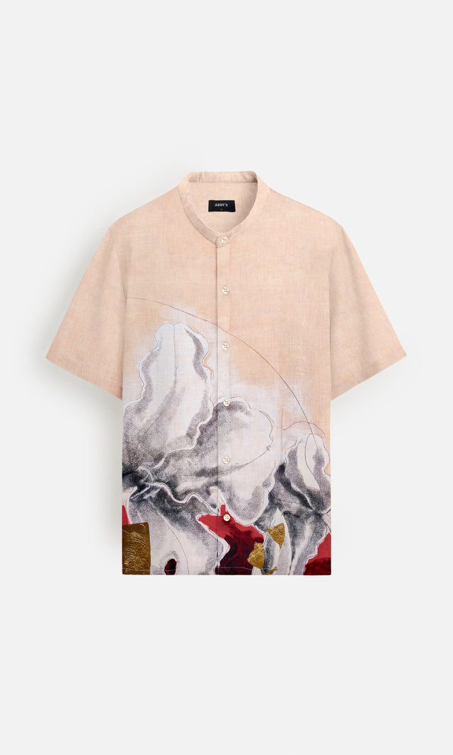 Crimson Drift Unisex Pure Linen Short Sleeve Shirt - AddysForMen®