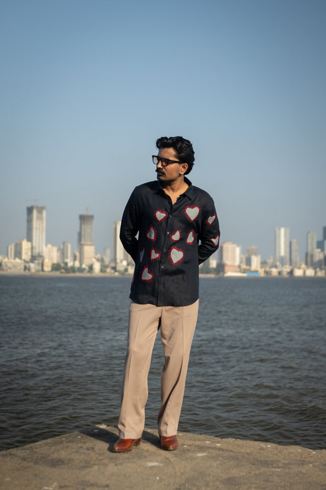Stitched Love Pure Linen Designer Shirt