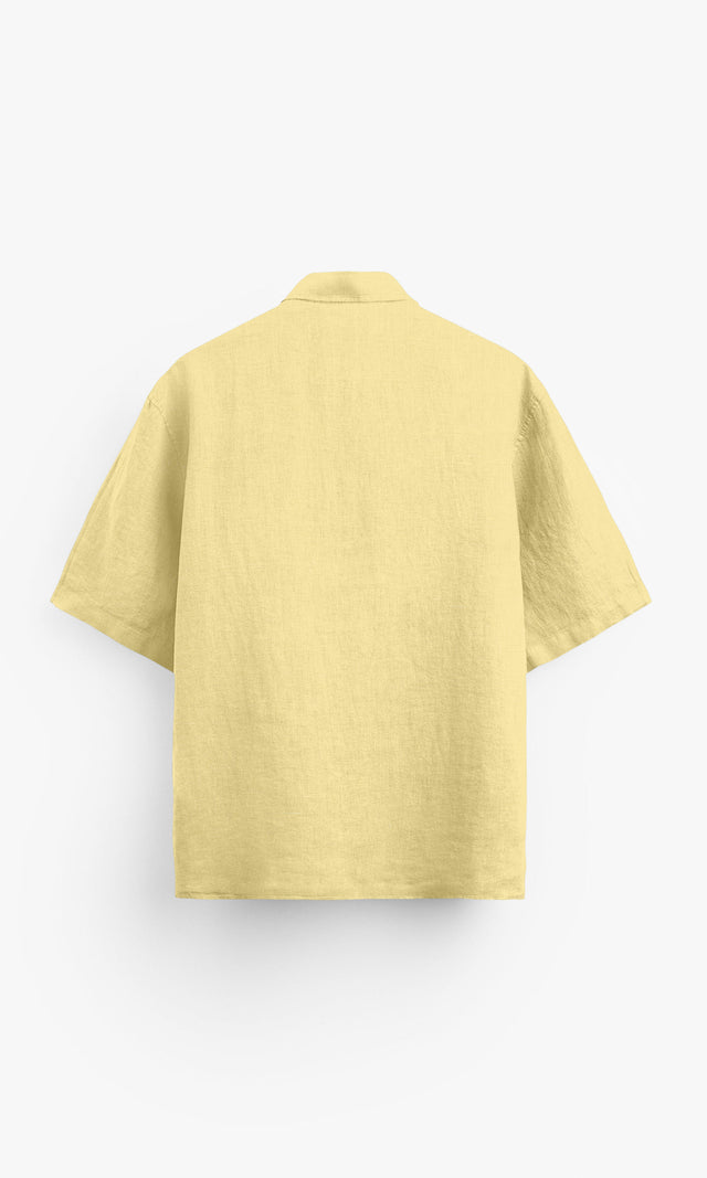 Classic Soft Yellow Formal Wear Pure Linen Polo Shirt - AddysForMen®
