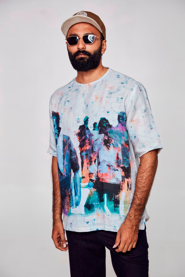 Shades of Mystery : Unleashing Confidence - Pure Linen Tshirt Style Shirt