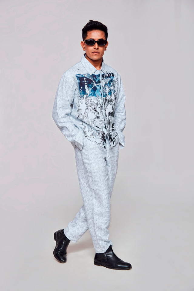 Snowbound : Pure Linen Crop Length Jacket