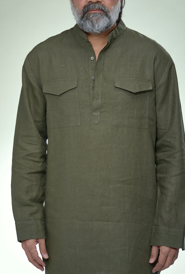 Zen Archive: Minimalist Pure Linen Kurta Set - AddysForMen®️