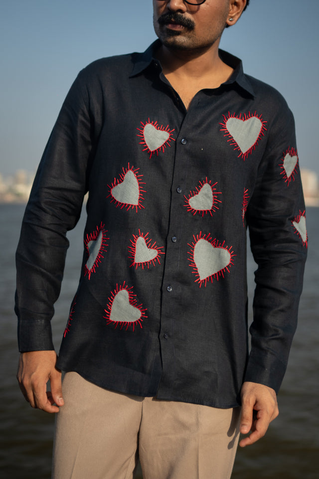 Stitched Love Pure Linen Designer Shirt