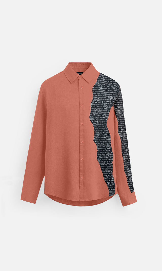 Tangerine Script Pure Linen Designer Shirt
