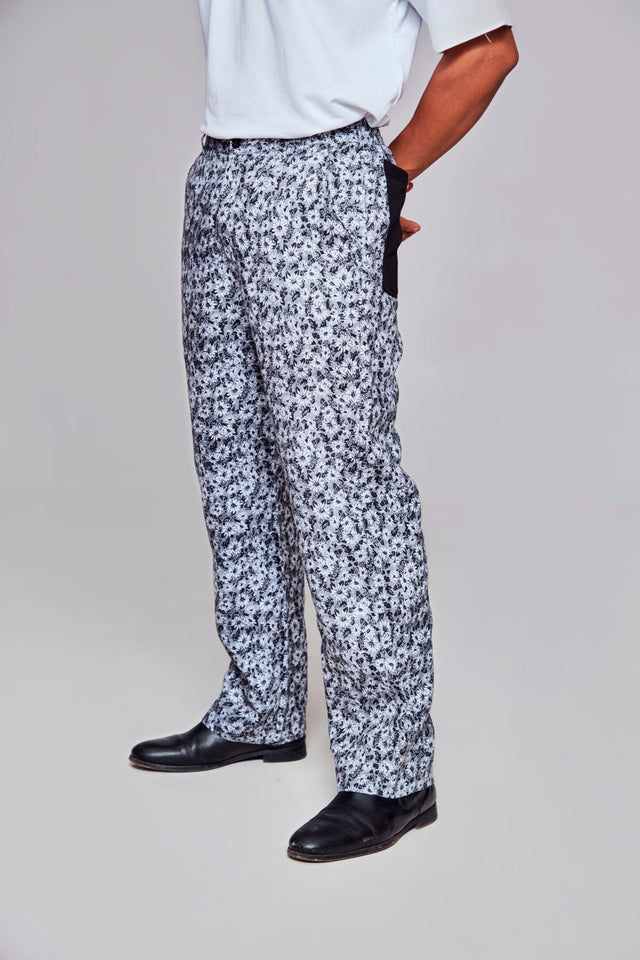 white flower : Pure Linen Wide Leg Loose Fit Pant