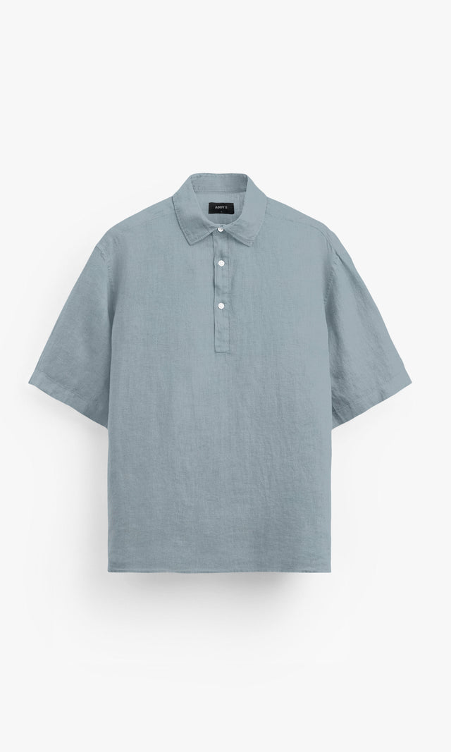 Light Grey Pure Linen Polo Shirt - AddysForMen®