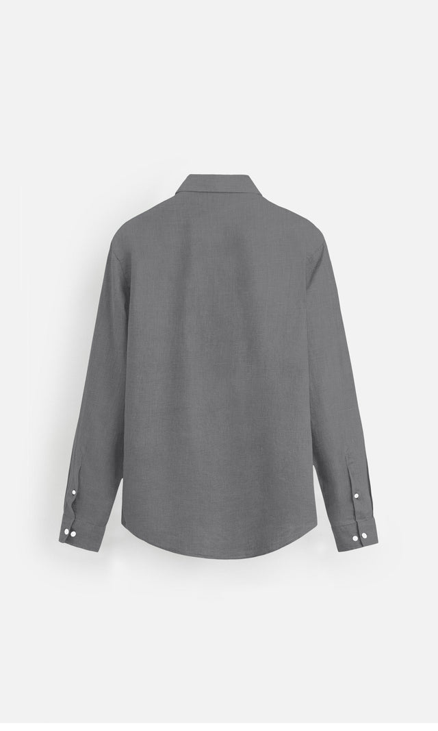 Charcoal Grey Pure Linen full Sleeve Shirt - AddysForMen®