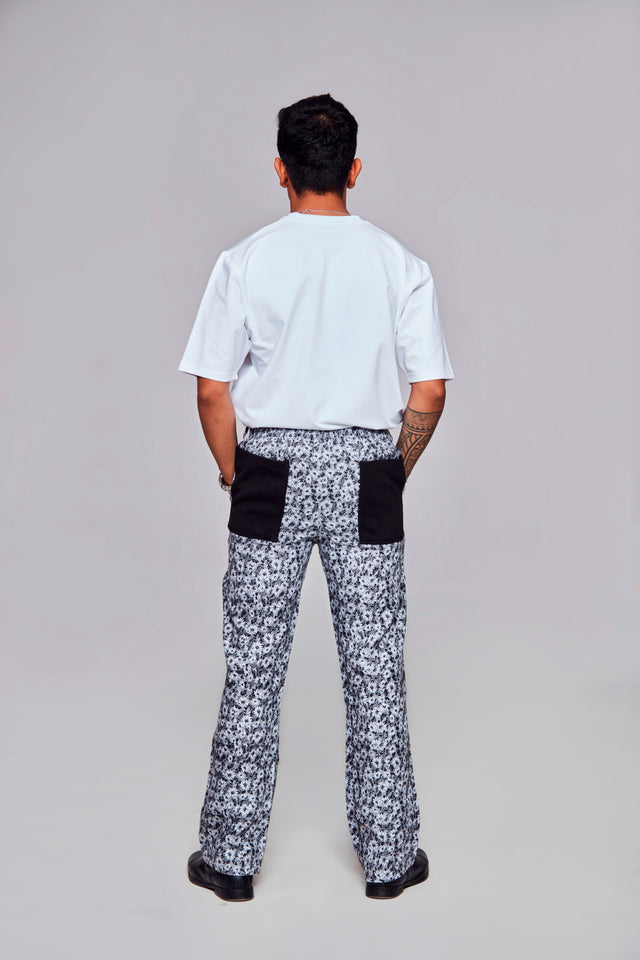 white flower : Pure Linen Wide Leg Loose Fit Pant