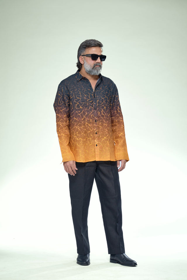 Gradiant Abstract Pure Linen Full Sleeve Shirt - AddysForMen®