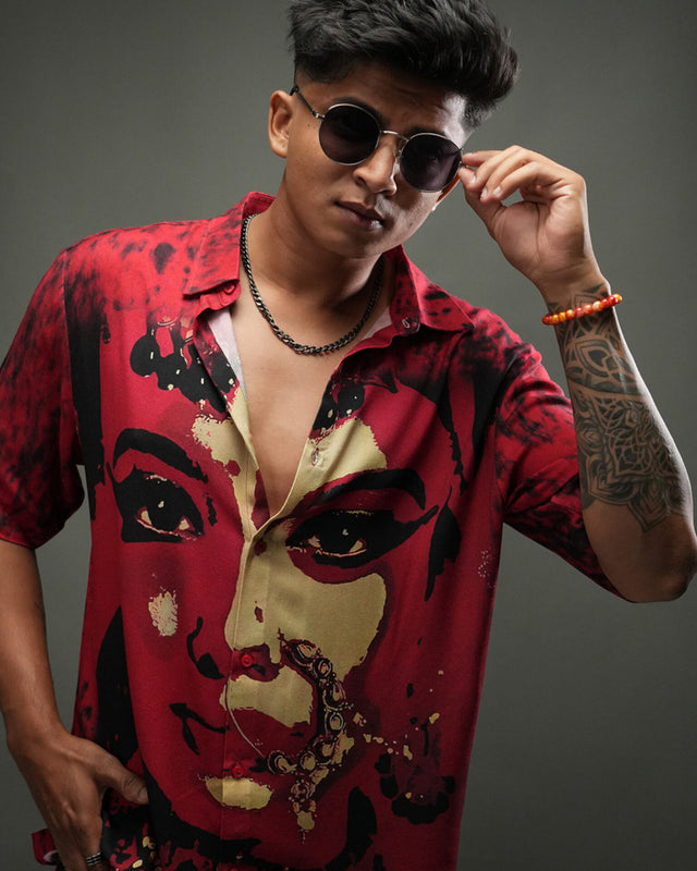 Scarlet Queen Red Colour Pure Ecovero (viscose) Short Sleeve Shirt