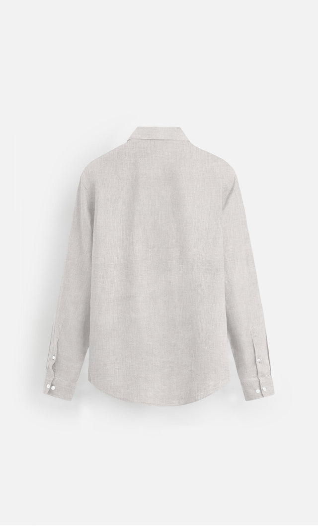 Classic Beige Plain Formal Wear Pure Linen full Sleeve Shirt - AddysForMen®