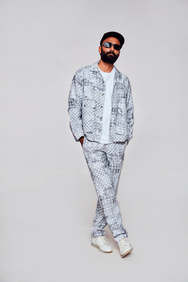 Midnight Jazz : Pure Linen Crop Length Jacket