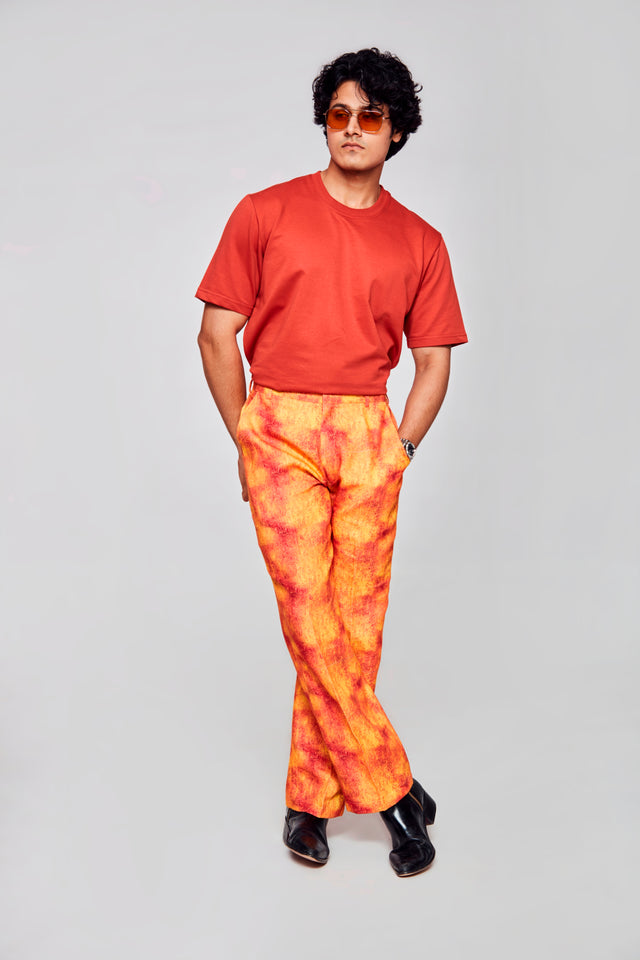 Fire ball :Pure Linen Wide Leg Loose Fit Pant