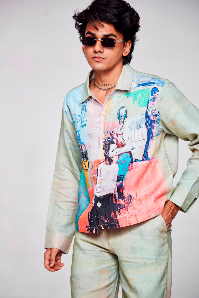 Literary Couture : Pure Linen Crop Length Jacket