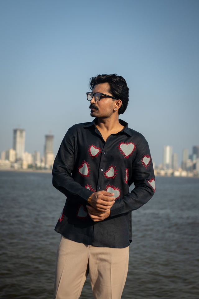 Stitched Love Pure Linen Designer Shirt