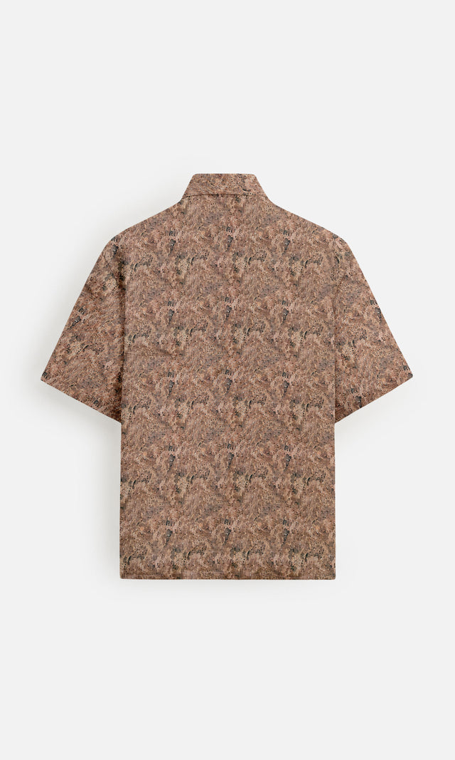 Abstract Clash Pure Satin Linen Short Sleeve Shirt