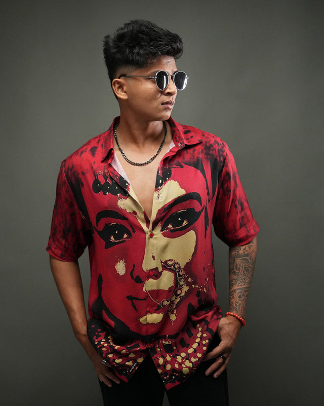 Scarlet Queen Red Colour Pure Ecovero (viscose) Short Sleeve Shirt