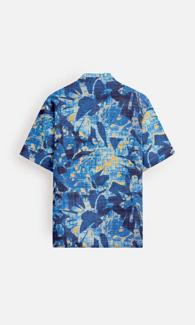 Azure Splash Pure Linen Short Sleeve Shirt