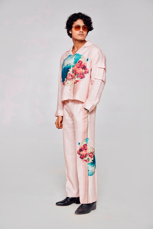 Blossom Dreams : Pure Linen Crop Length Jacket
