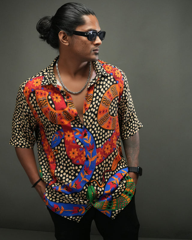 Vibrant Night Printed Unisex Shirt - Pure Ecovero (viscose) Short Sleeve Shirt