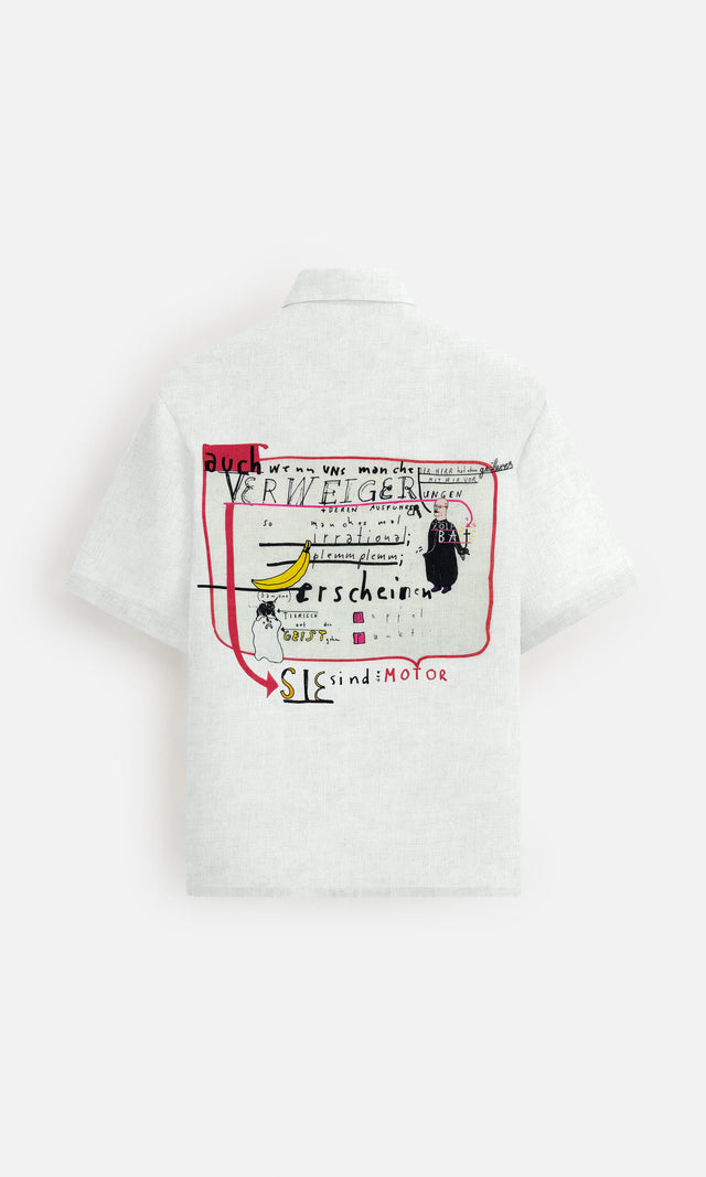 The Bold Expression Printed Pure Linen Short Sleeve Shirt Unisex