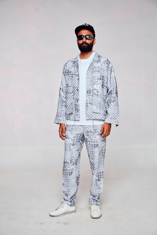 Midnight Jazz : Pure Linen Crop Length Jacket