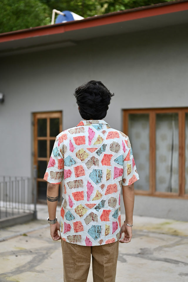 "Havana Rhythms : Embrace the Lively Fusion of Colors with Cuban Collar Shirt"
