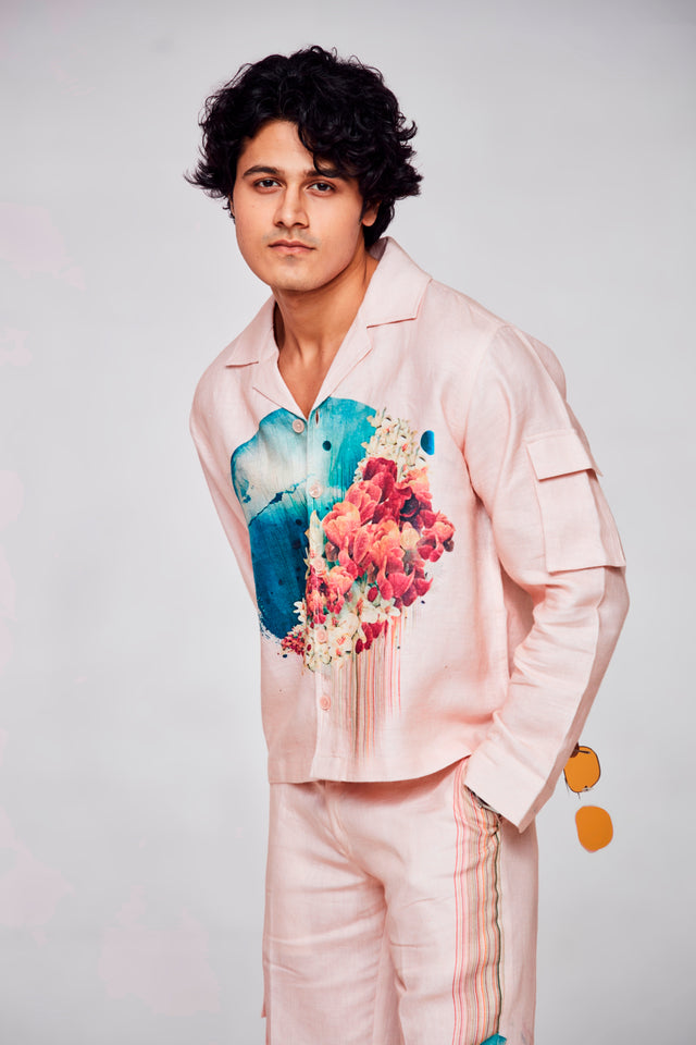 Blossom Dreams : Pure Linen Crop Length Jacket