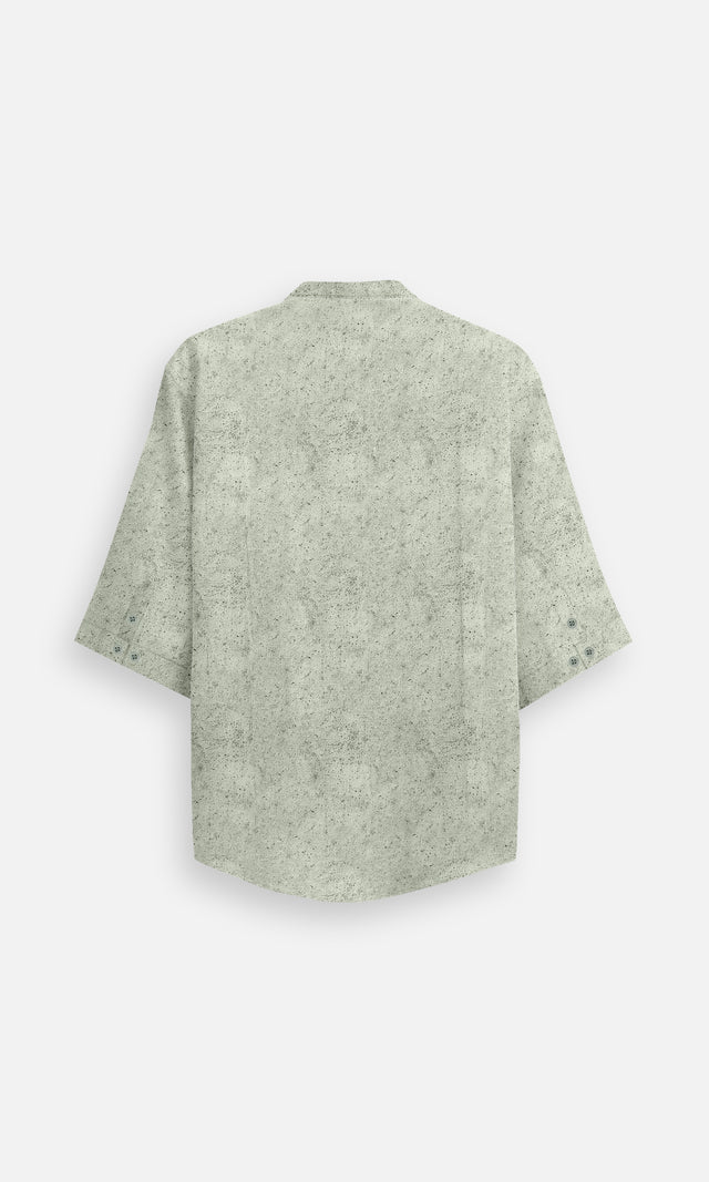 Botanical Breeze (Pure Linen 3/4 Sleeve Kurta Style Shirt) - AddysForMen®️