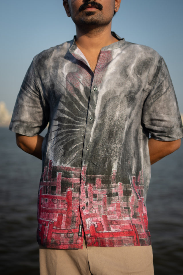 Smoke Wave Unisex (Pure Linen Short Sleeve Shirt) - AddysForMen®