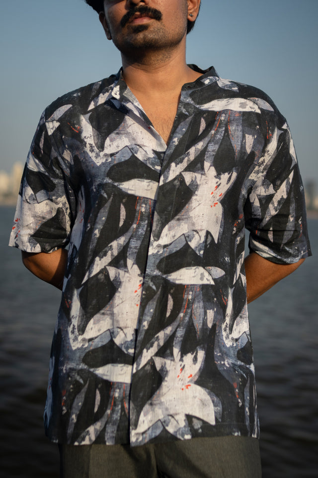 Abstarct Bloom Unisex (Pure Linen Short Sleeve Shirt) - AddysForMen®