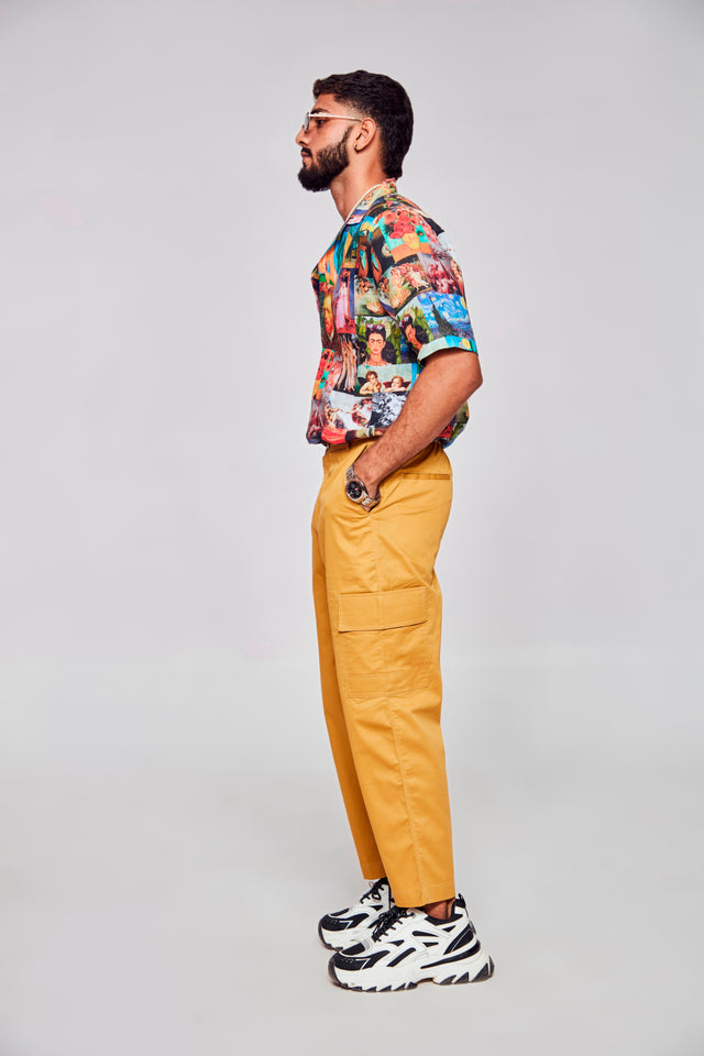 Artistic Collage Printed Exquisite Fusion of Stories - Pure Linen Shirt