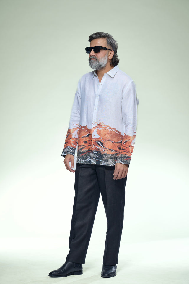 Canyon Horizon Pure Linen Full Sleeve Shirt - AddysForMen®