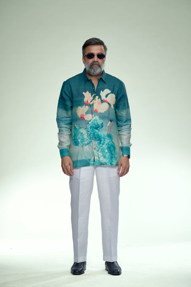 Lotus Art Pure Linen Full Sleeve Shirt - AddysForMen®