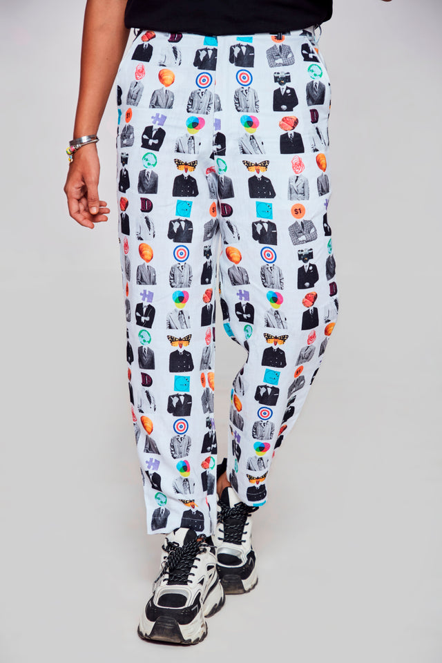House of Faces : Pure Linen Loose Tapered Fit Pant