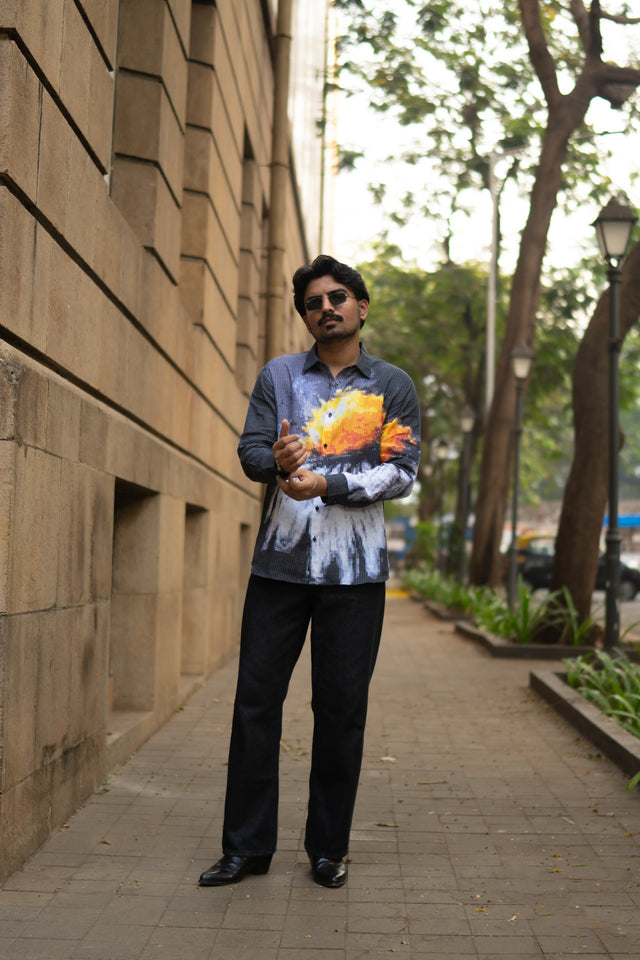Trending Blazing Mosaic Printed Pure Linen Shirt - AddysForMen®