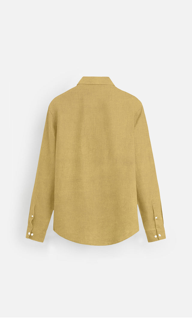 Golden Mustard Plain Formal Wear Pure Linen full Sleeve Shirt - AddysForMen®