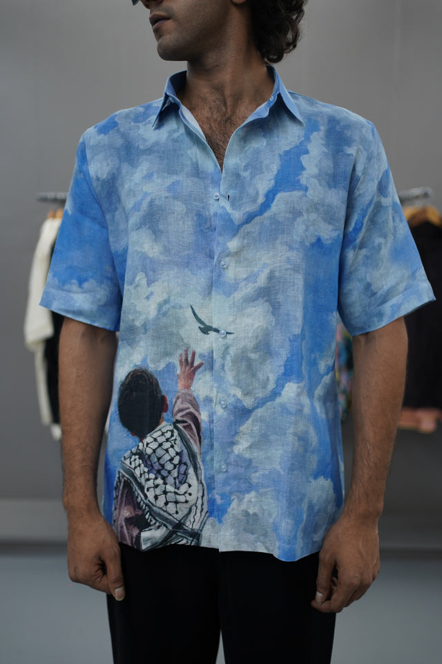 The Midnight Spectrum: Digital Art Pure Linen Short Sleeve Shirt – AddysForMen®️