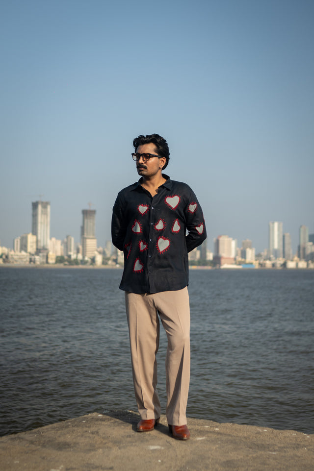 Stitched Love Pure Linen Designer Shirt
