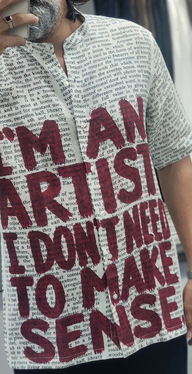 The Artist's Manifesto Digital Print Pure Linen Shirt