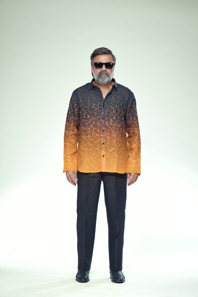 Gradiant Abstract Pure Linen Full Sleeve Shirt - AddysForMen®