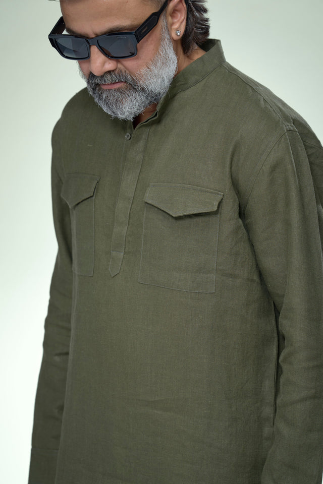 Zen Archive: Minimalist Pure Linen Kurta Set - AddysForMen®️
