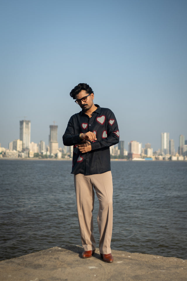 Stitched Love Pure Linen Designer Shirt