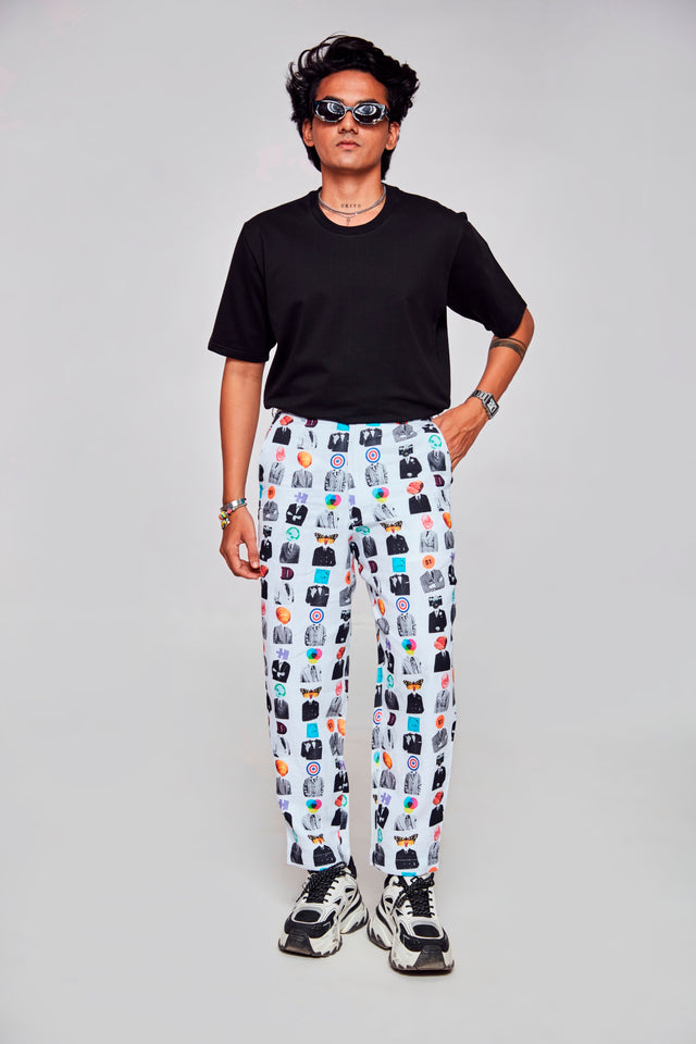 House of Faces : Pure Linen Loose Tapered Fit Pant