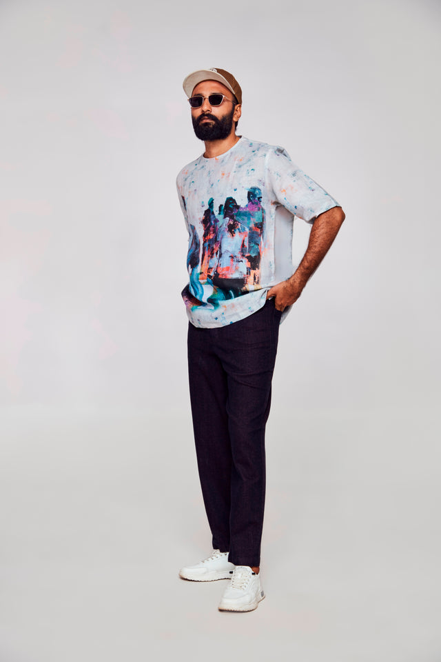 Shades of Mystery : Unleashing Confidence - Pure Linen Tshirt Style Shirt
